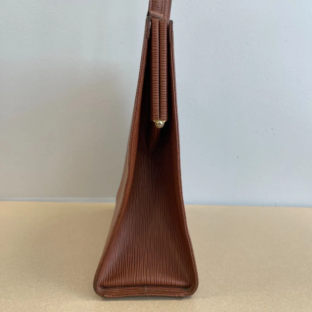 Fendi Vintage Brown Epi Leather Top Handle Bag - Preowned - Image 4