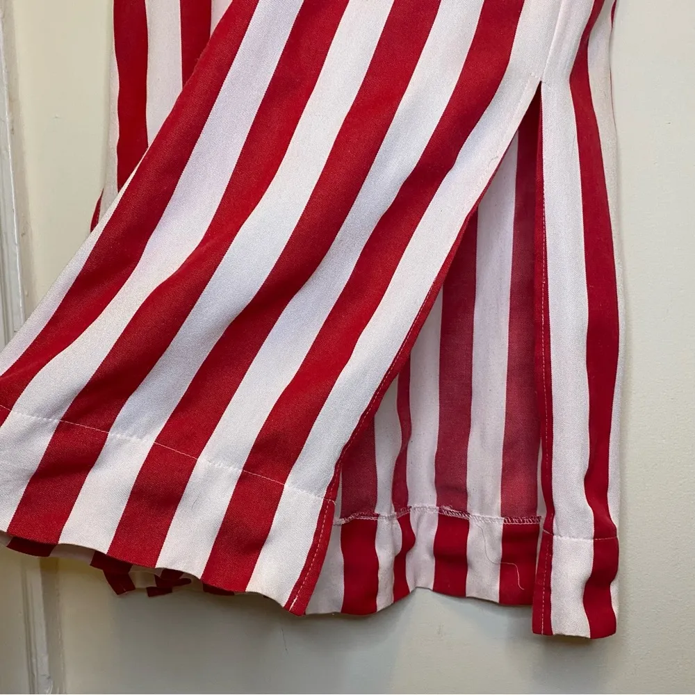 POMANDER PLACE Striped Canaan Short Sleeve Relaxed Caftan Dress Red/White Small Red - Image 13