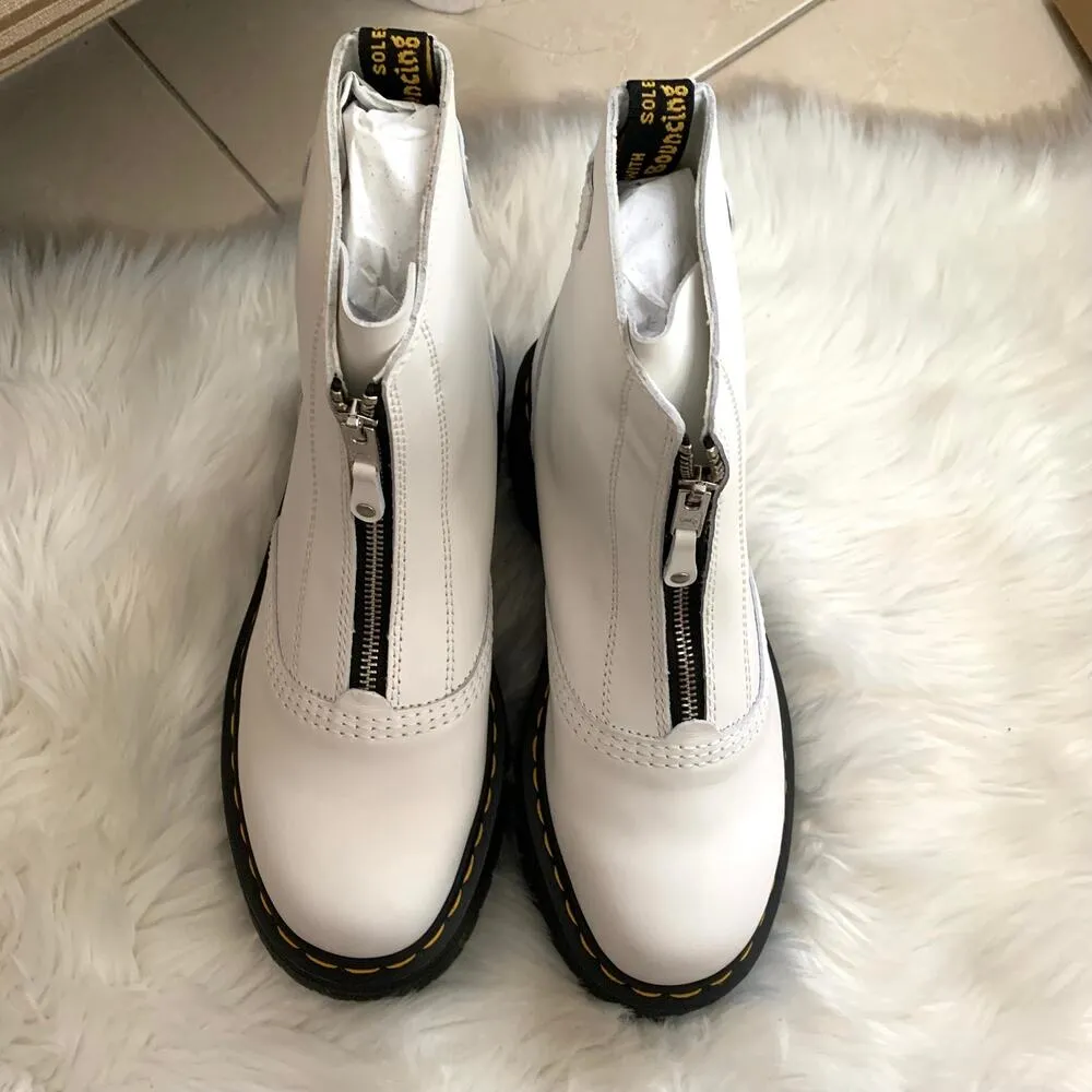 Dr. Martens Jetta Zipped Leather Platform Boot in White - Image 7