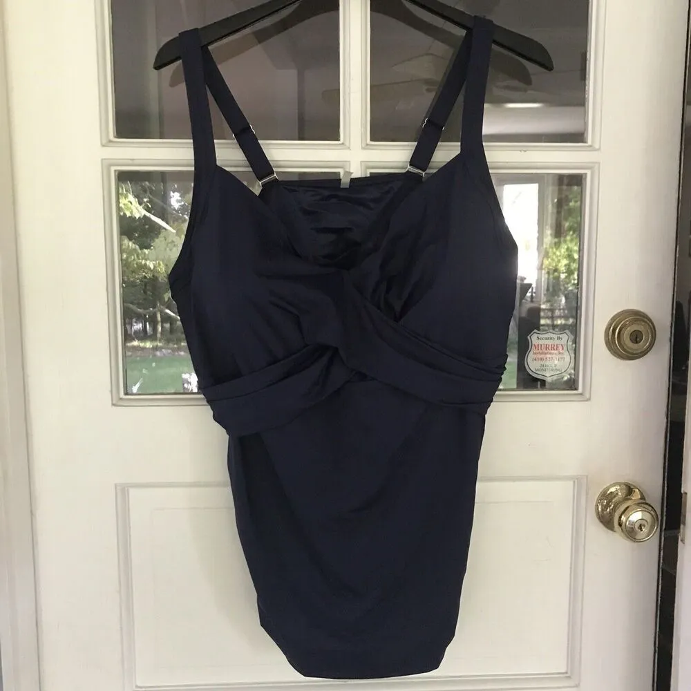 Lands End Tankini Swim Top Size 24w NWT Navy Blue Underwire New Nylon Blend - Image 5