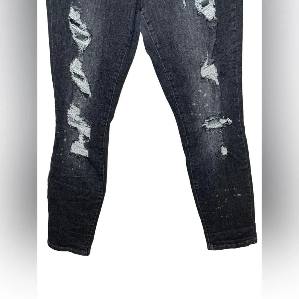 Judy Blue Distressed Boyfriend Fit Jeans Size 31 Black Bleach Splatter - Image 5