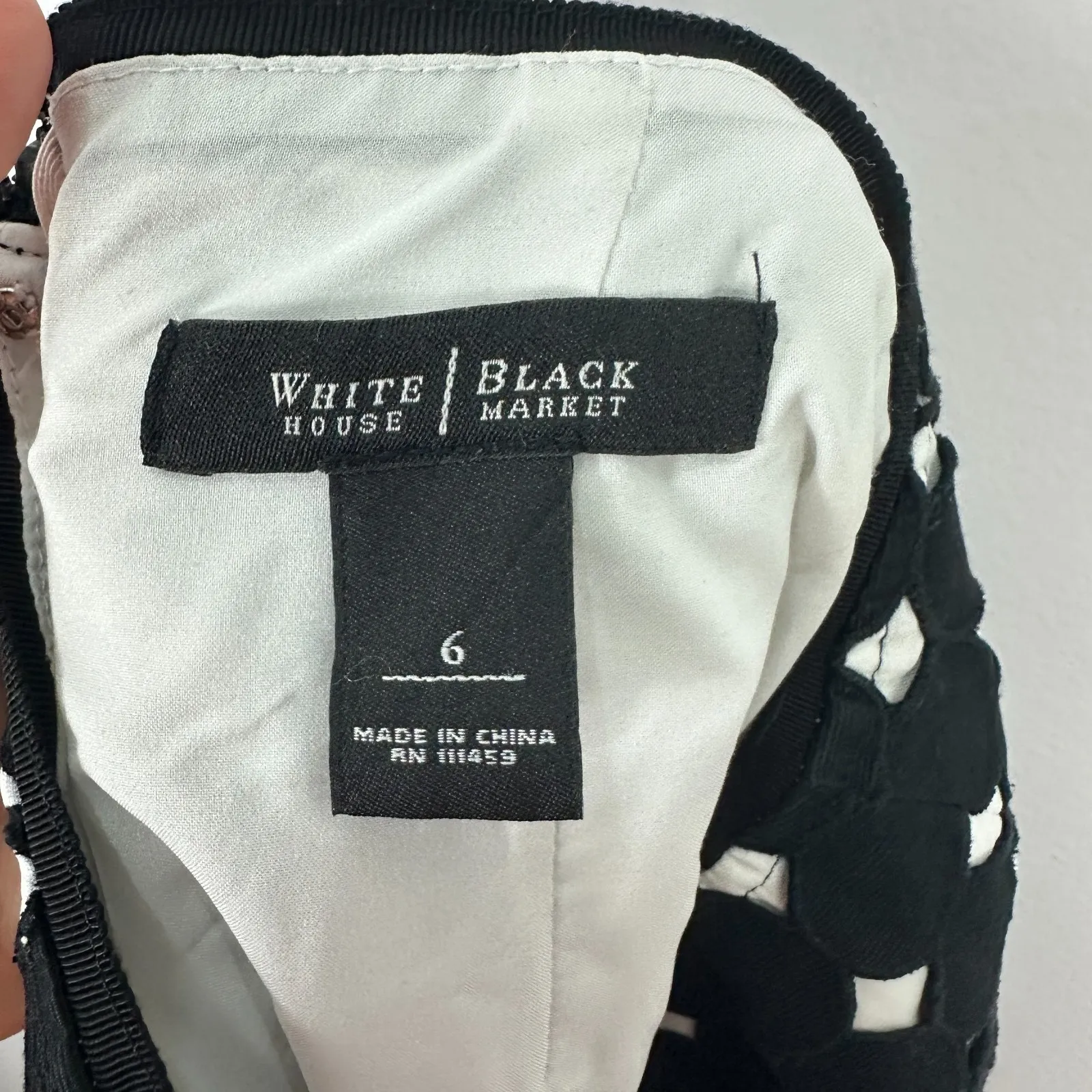 White House‎ Black Market Skirt 6 Black Dot Pencil Preppy Chic Mod Office Siren - Image 3