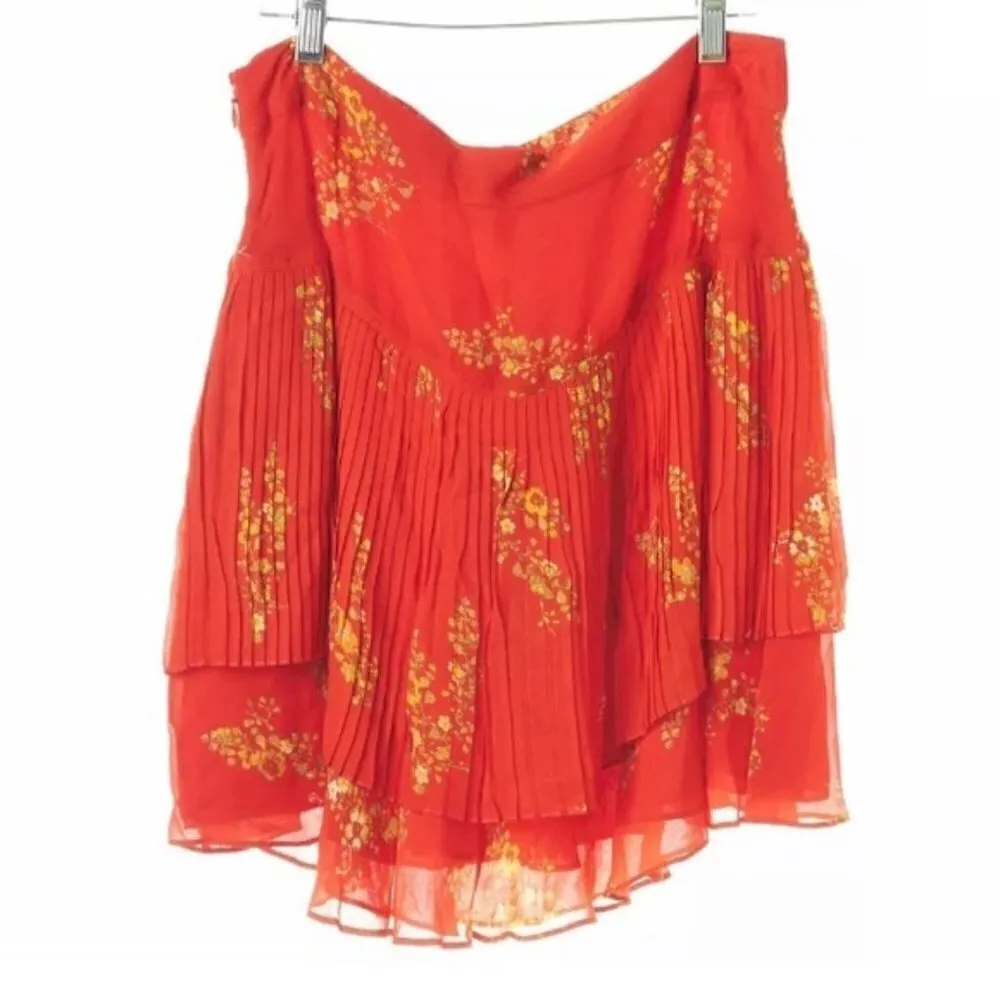 Derek Lam 10 Crosby Mini Skirt 8 NWT Pleated Floral Red Luxury Layered Flirty - Image 5