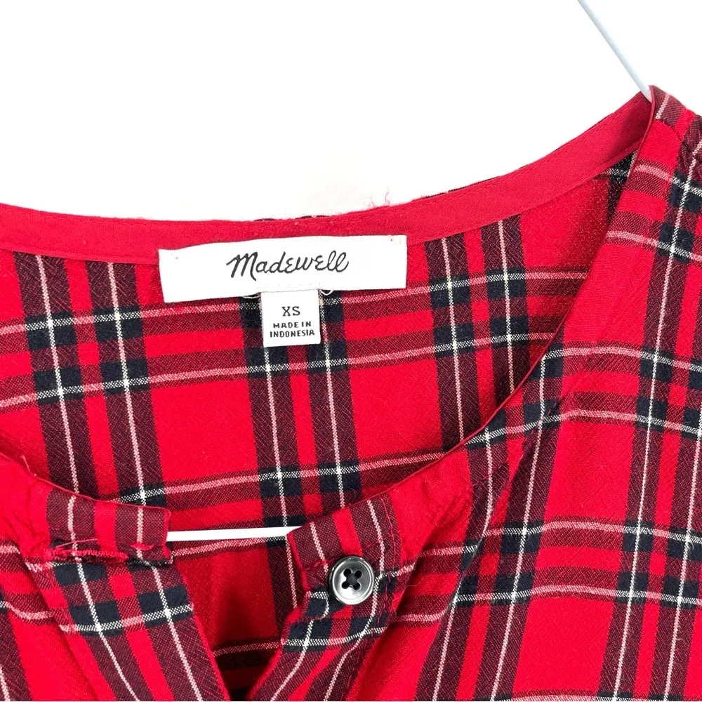 MADEWELL Studio Ruffle-Hem Top in Clanton Plaid Tartan Button Peplum Blouse - Image 7