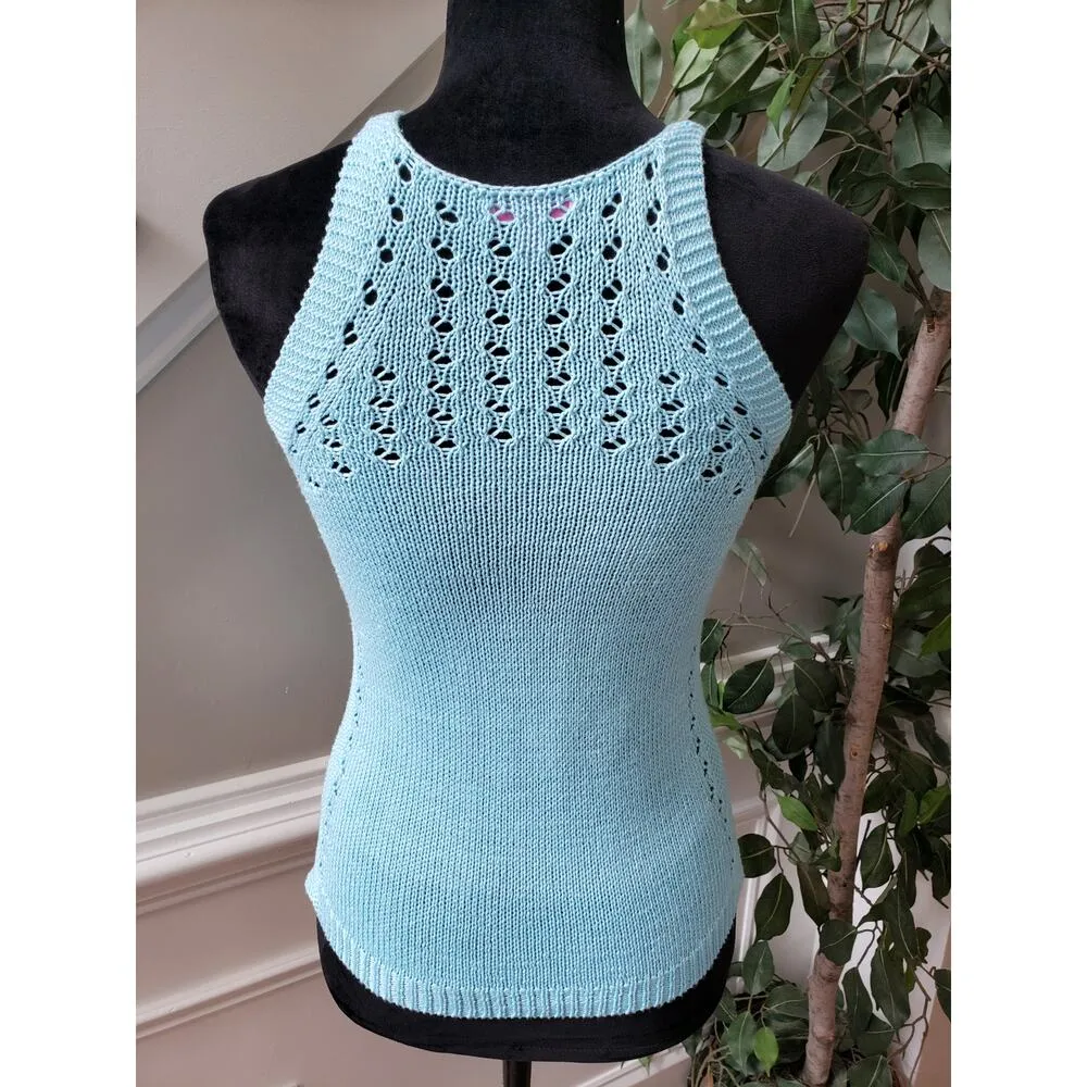 Lilly Pulitzer Sweater Vest Womens 2XS Blue Knitted Acrylic Sleeveless Crew Neck - Image 4