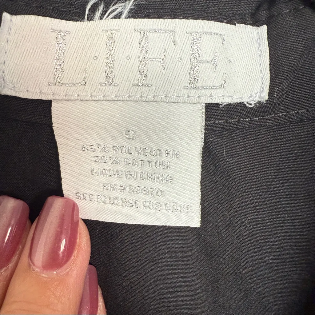 LIFE Women’s Black Shirt with Eye Embroidery Small - Image 2