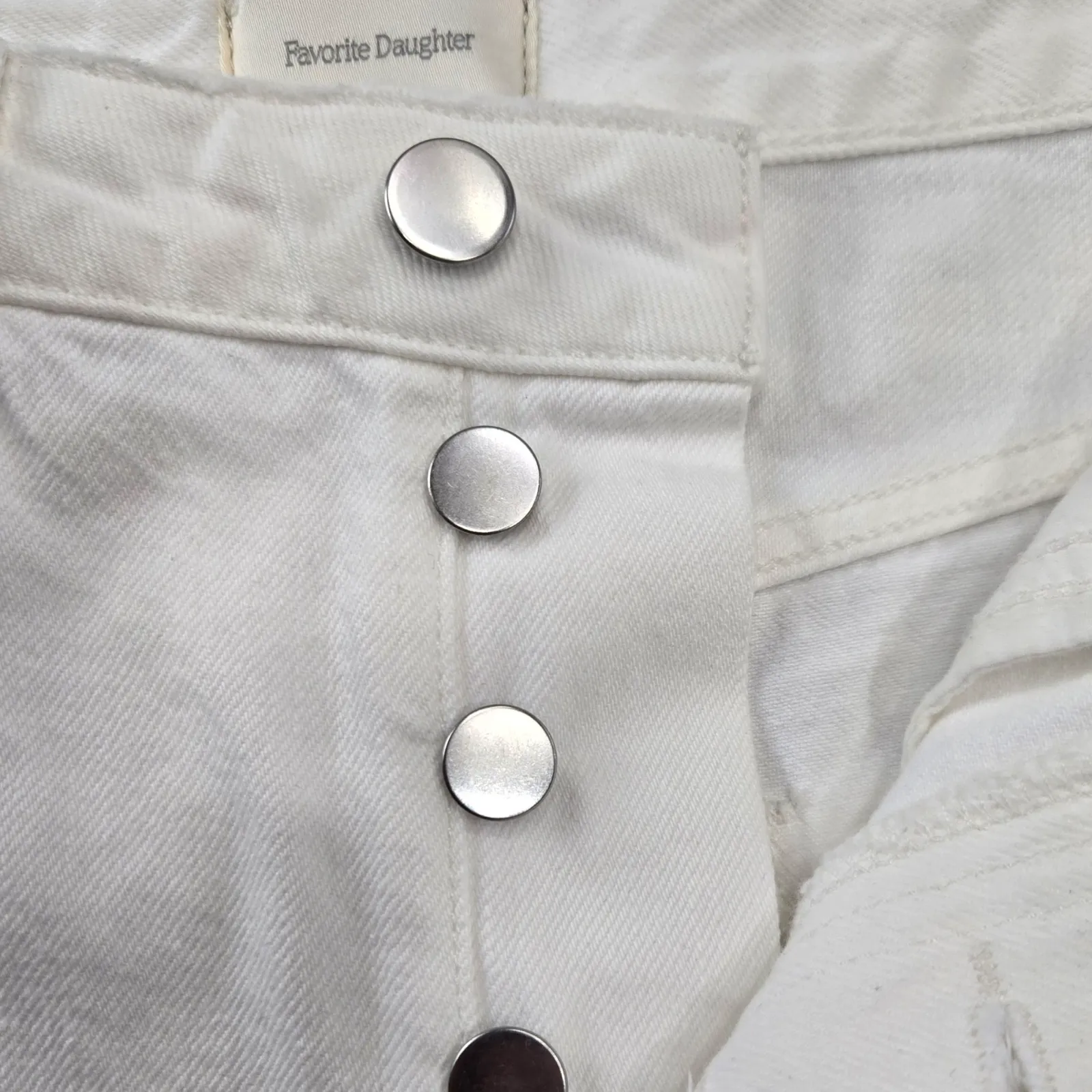 Favorite Daughter Whistler White High Rise Raw Hem Denim Shorts Size 25 - Image 5