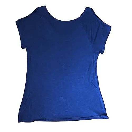 APT 9 Women Blue Cold Shoulder Embellished Short Sleeve T-Shirt Top Size S - Image 3