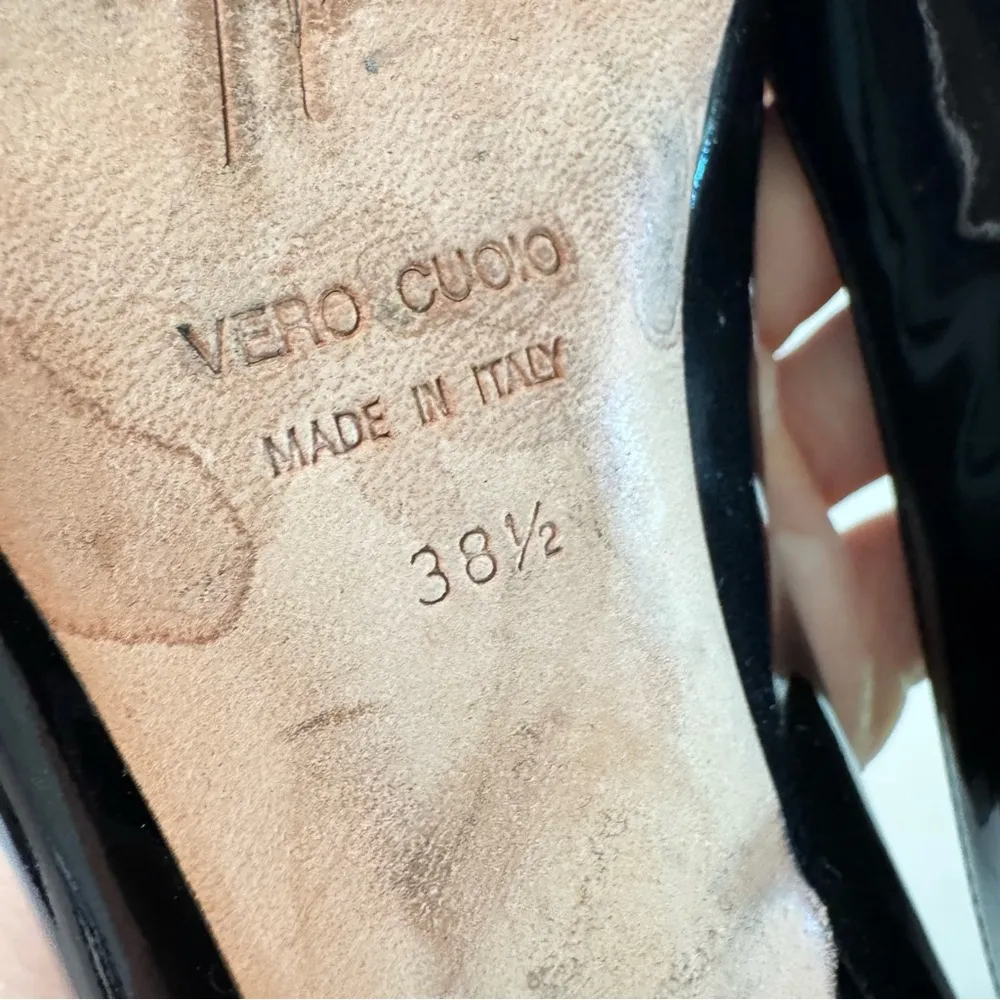 Giuseppe Zanotti Black Patent Leather Peep Toe Pumps Size 38.5 - Image 11