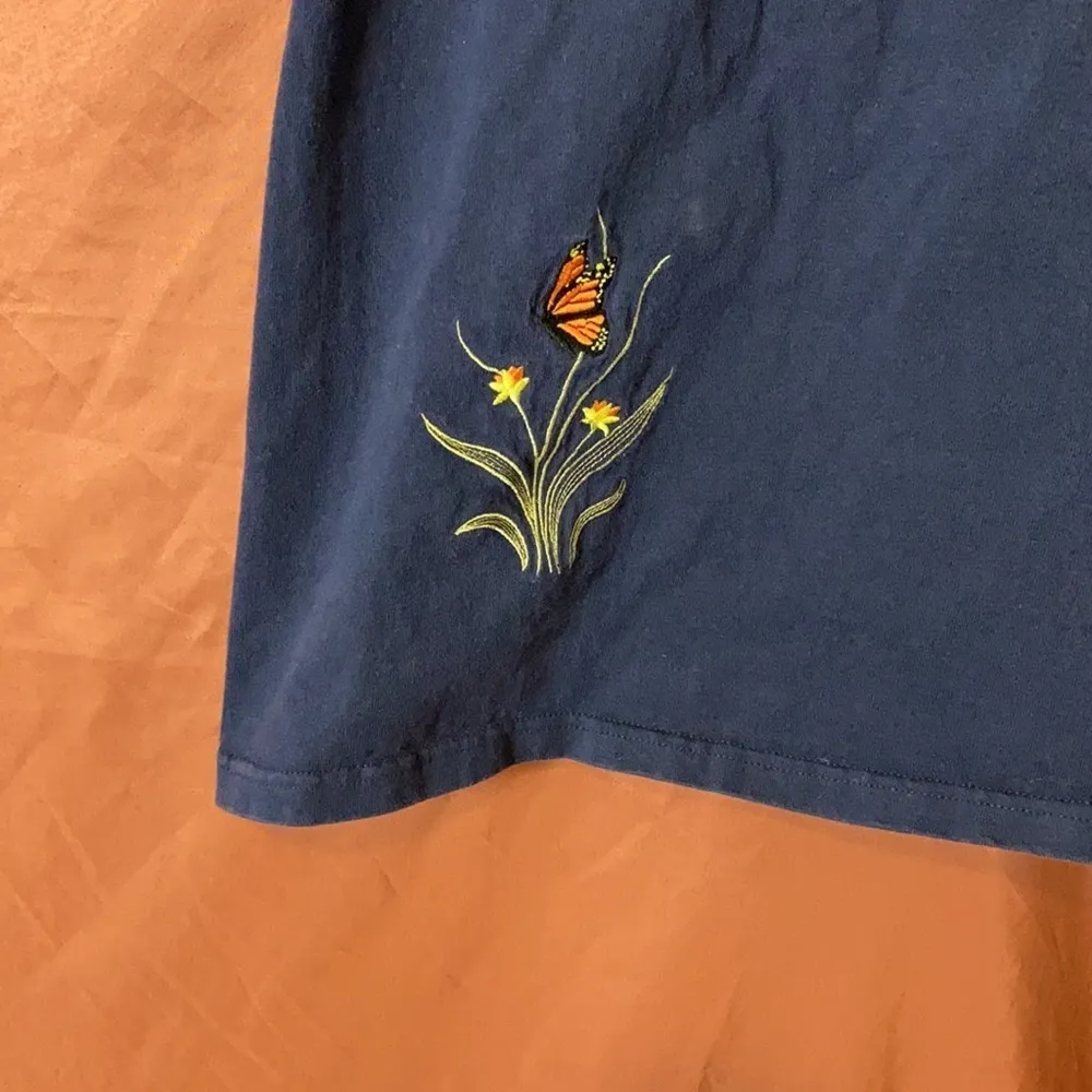 VINTAGE NAVY BLUE BUTTERFLY WILDLIFE MAXI T SHITT DRESS - Image 3