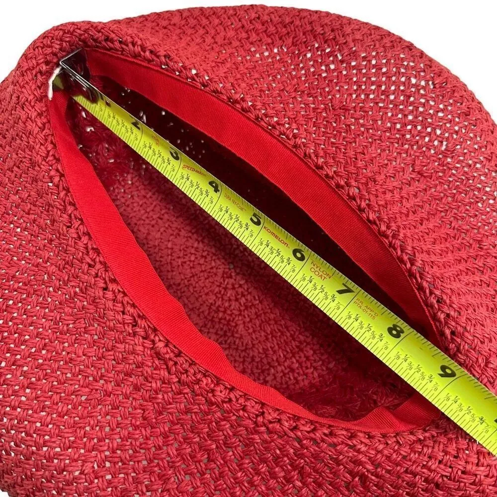 Red Berry Straw Curled Brim Hat O/S - Image 4