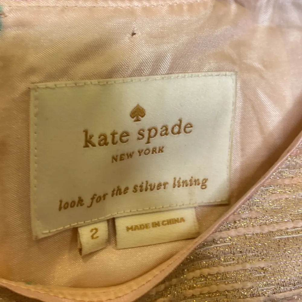 Kate Spade Della All That Glitters Dress Blush/Gold Midi Sheath Metallic Sz 2 - Image 4