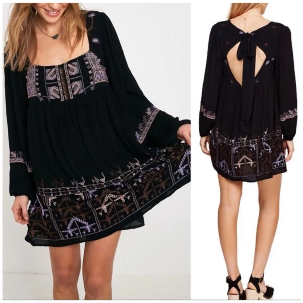 Free People “Rhiannon Peasant Embroidered” Mini Dress nwot - Image 5