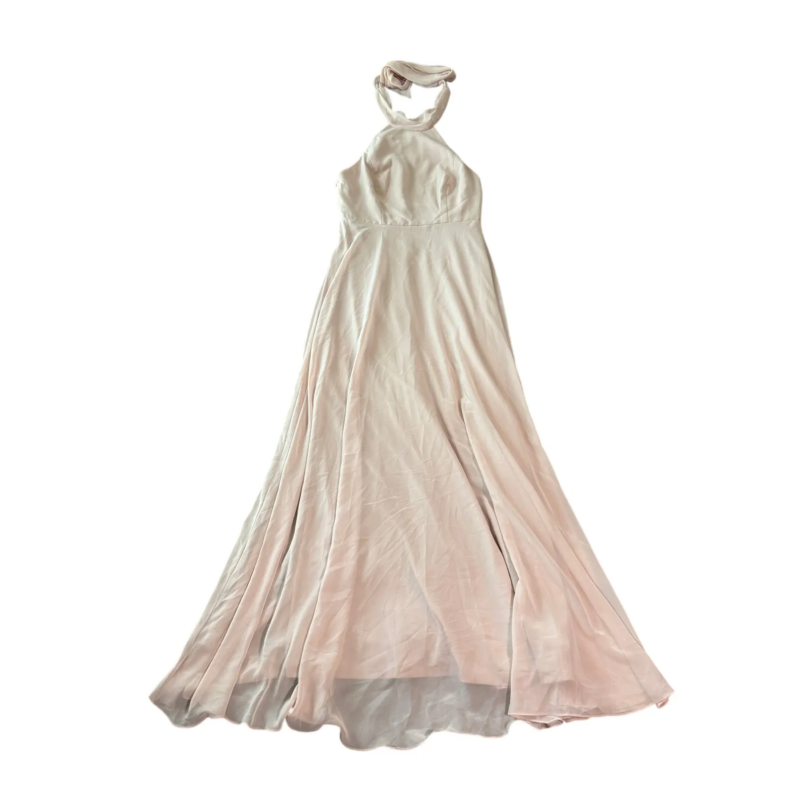 After‎ Six High Neck Halter Backless Maxi Dress Cameo 1545 Size 10R NWT Glam Tan - Image 3