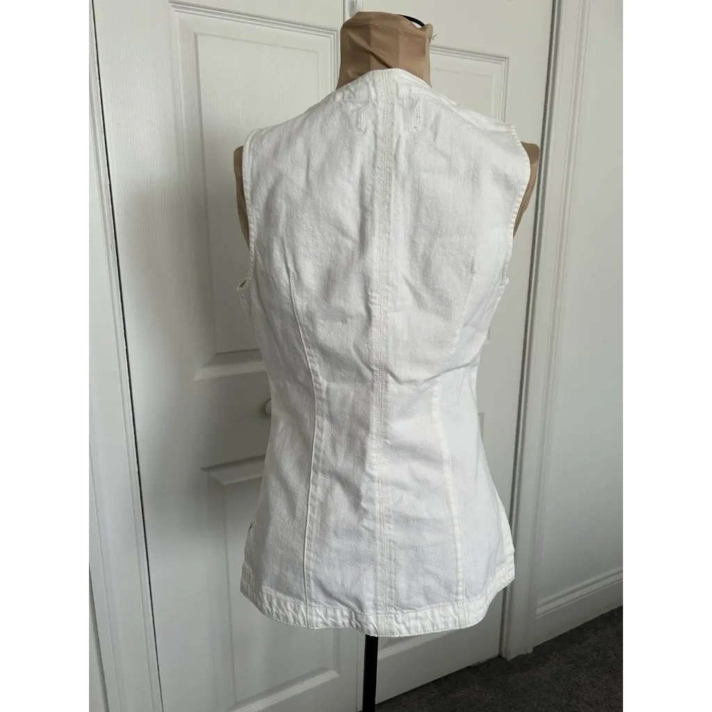 Madewell Denim High Crewneck Vest in Tile White Size 0 #NU424 - Image 10