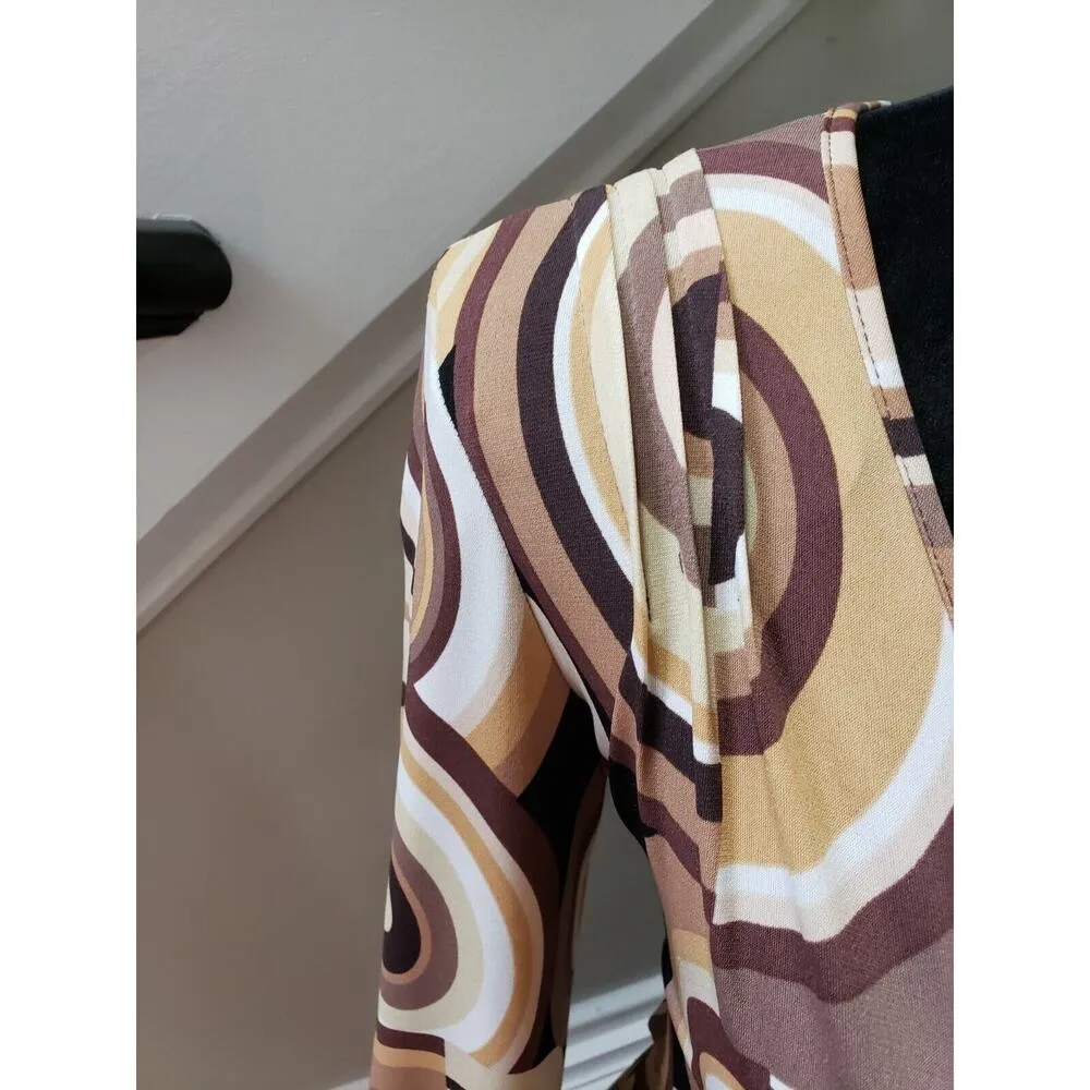 Bisou Bisou Women's Multicolor Polyester Wrap 3/4 Sleeve Knee Length Dress 8 - Image 6