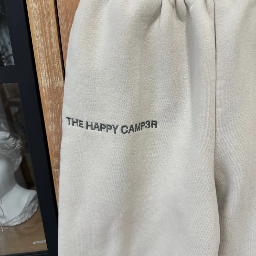 The Happy Camp3r cloud sweatpants beige embroidered soft joggers pockets fleece Tan Size M - Image 4