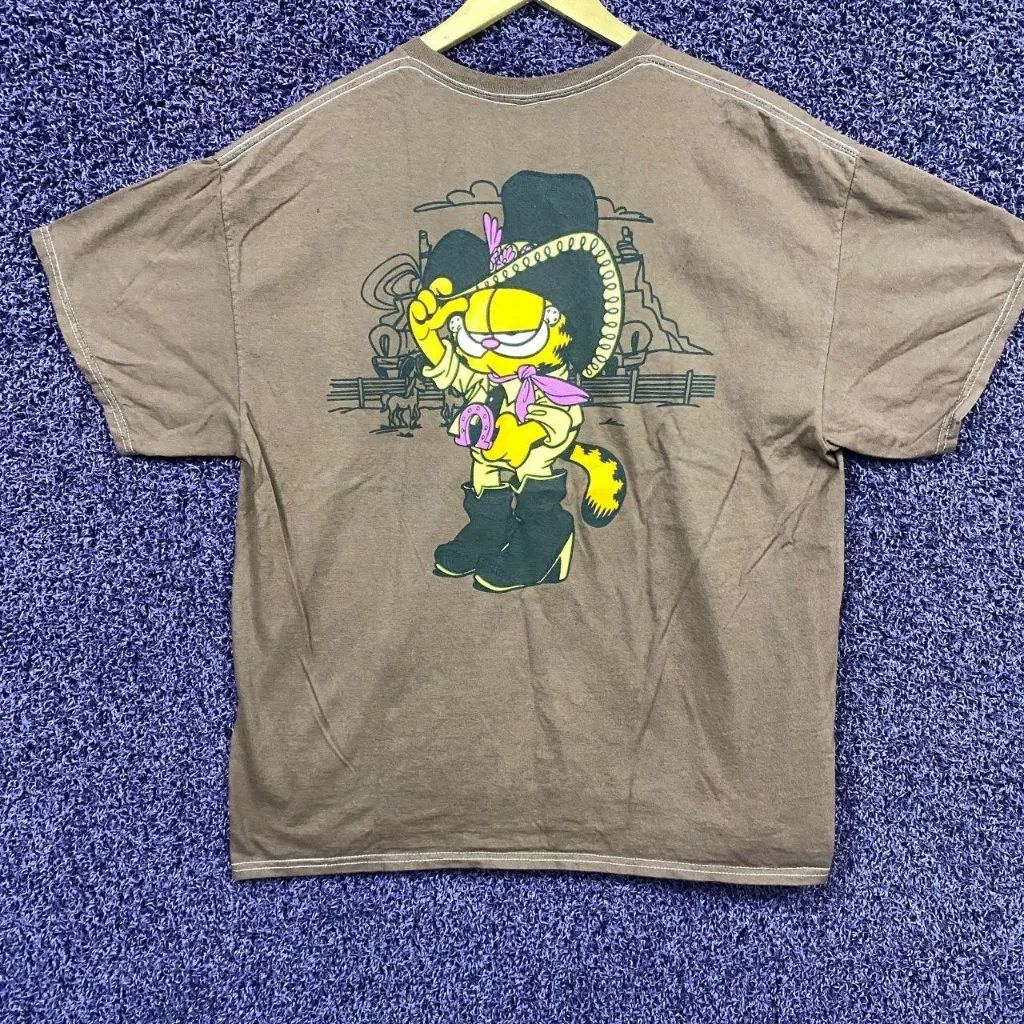 Garfield Rodeo Flashy Cowboy Nickelodeon Cartoon T-shirt XL  - Image 2