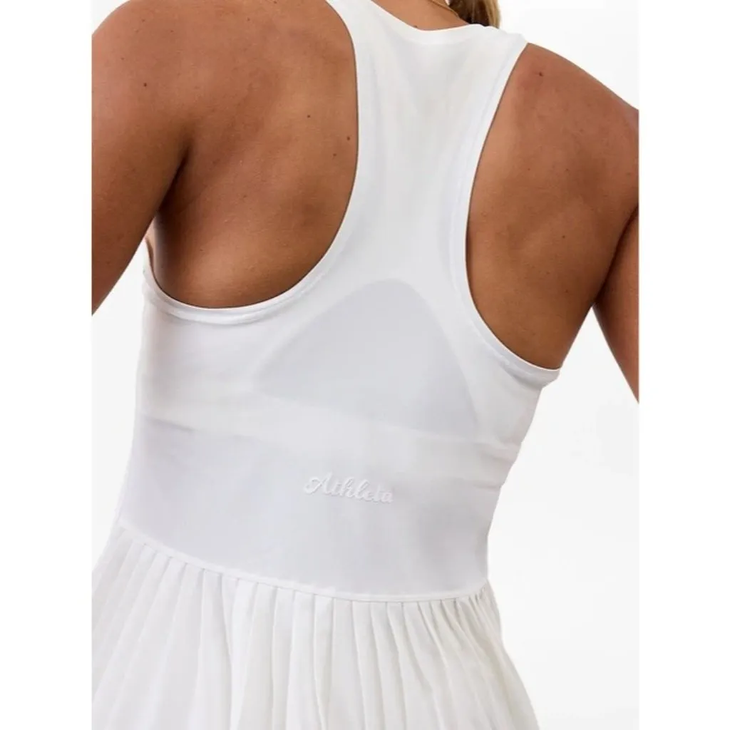 New Athleta M Match Point Pleated Dress Bright White Medium Regular - Image 3