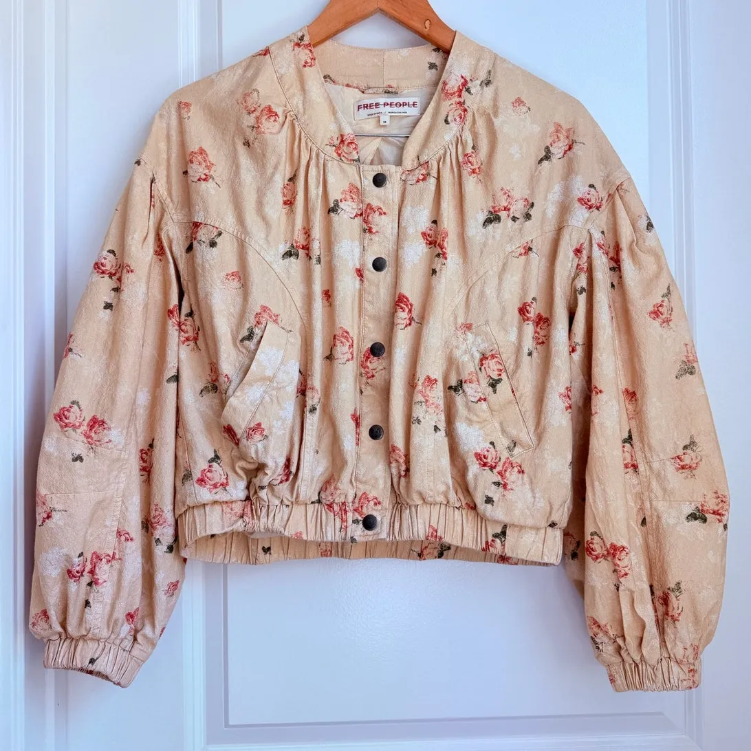 Free People Rory Bomber Jacket Floral‎ Boho Summer Spring Cowboy Roadtrip XS - Image 4