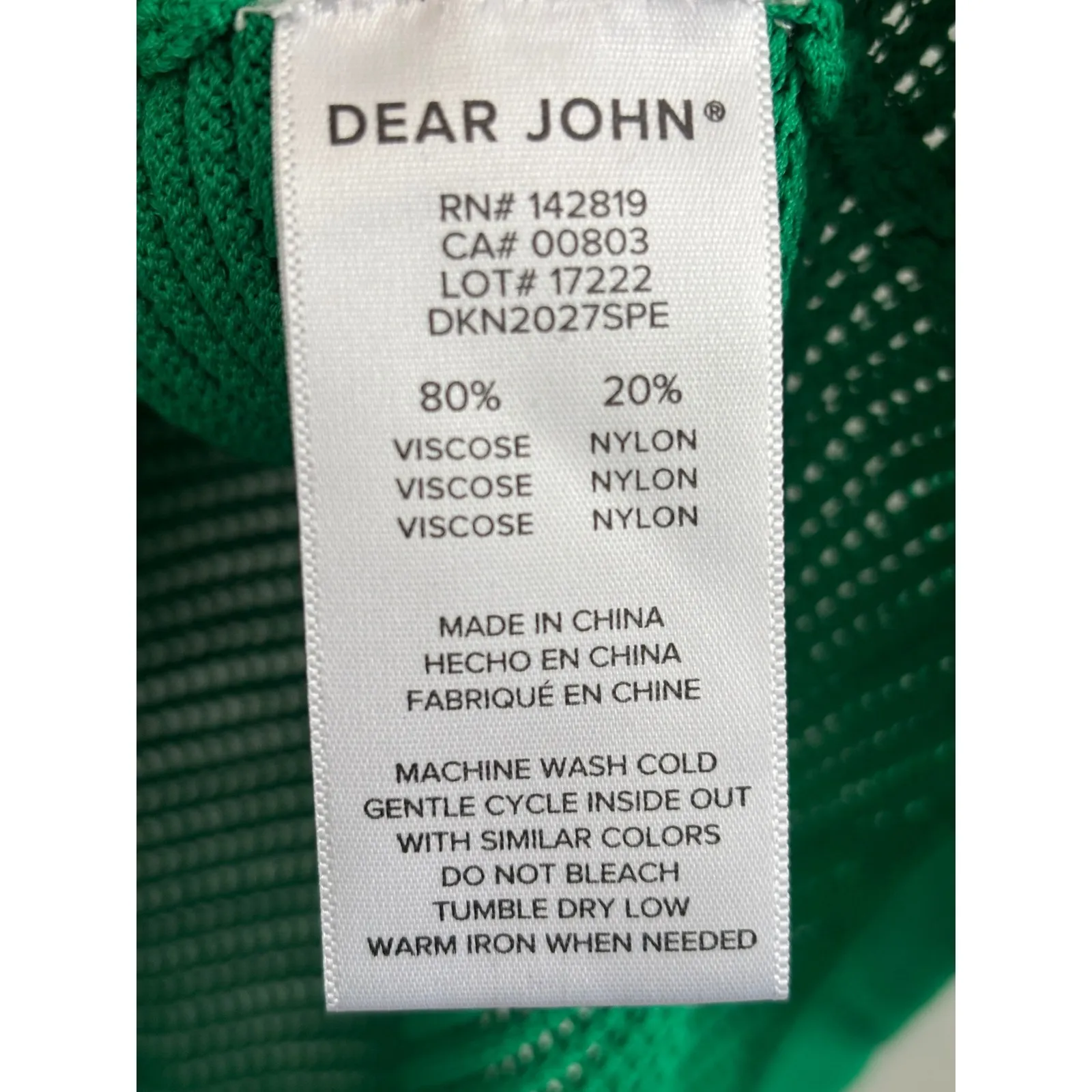 Dear John Willa Top Sz S Green Knit V Neck Sleeveless Tank Summer Casual - Image 3