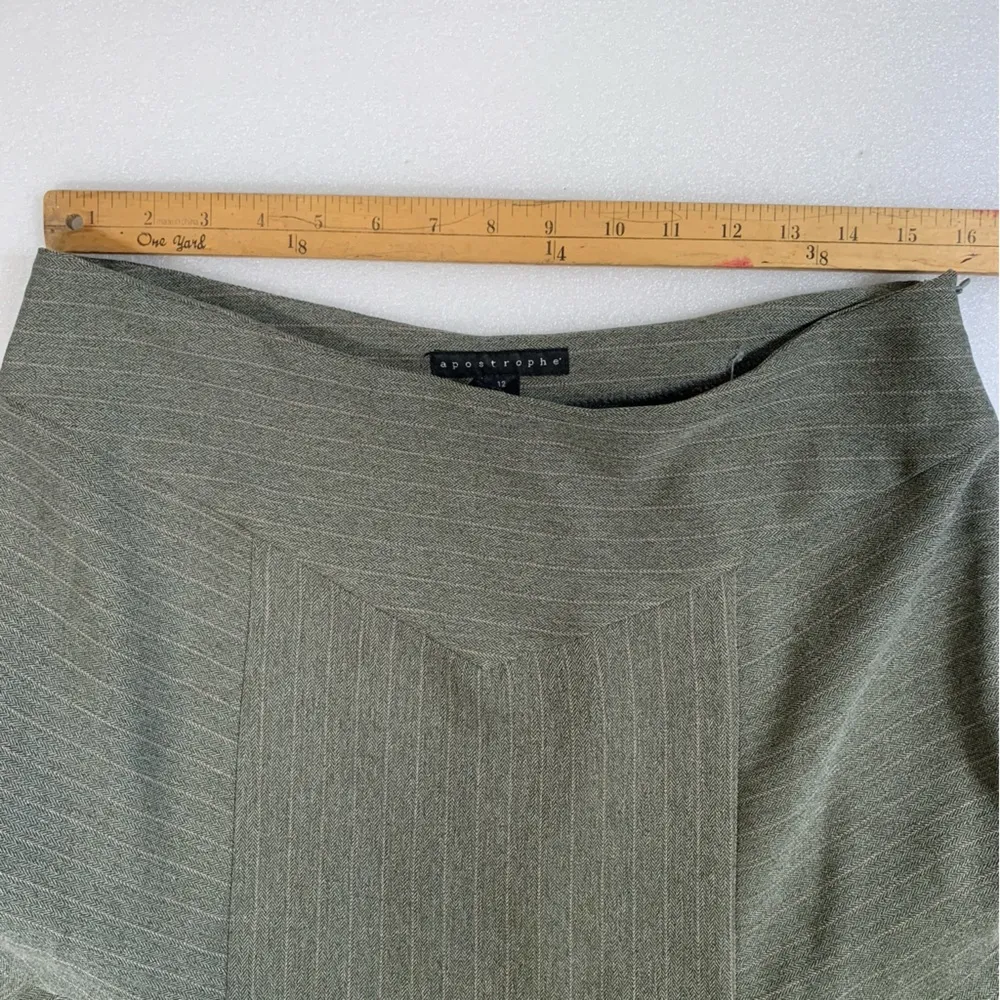 Apostrophe Gary Pinstripe Ruffle  Asymmetric Skirt Size 12 - Image 11