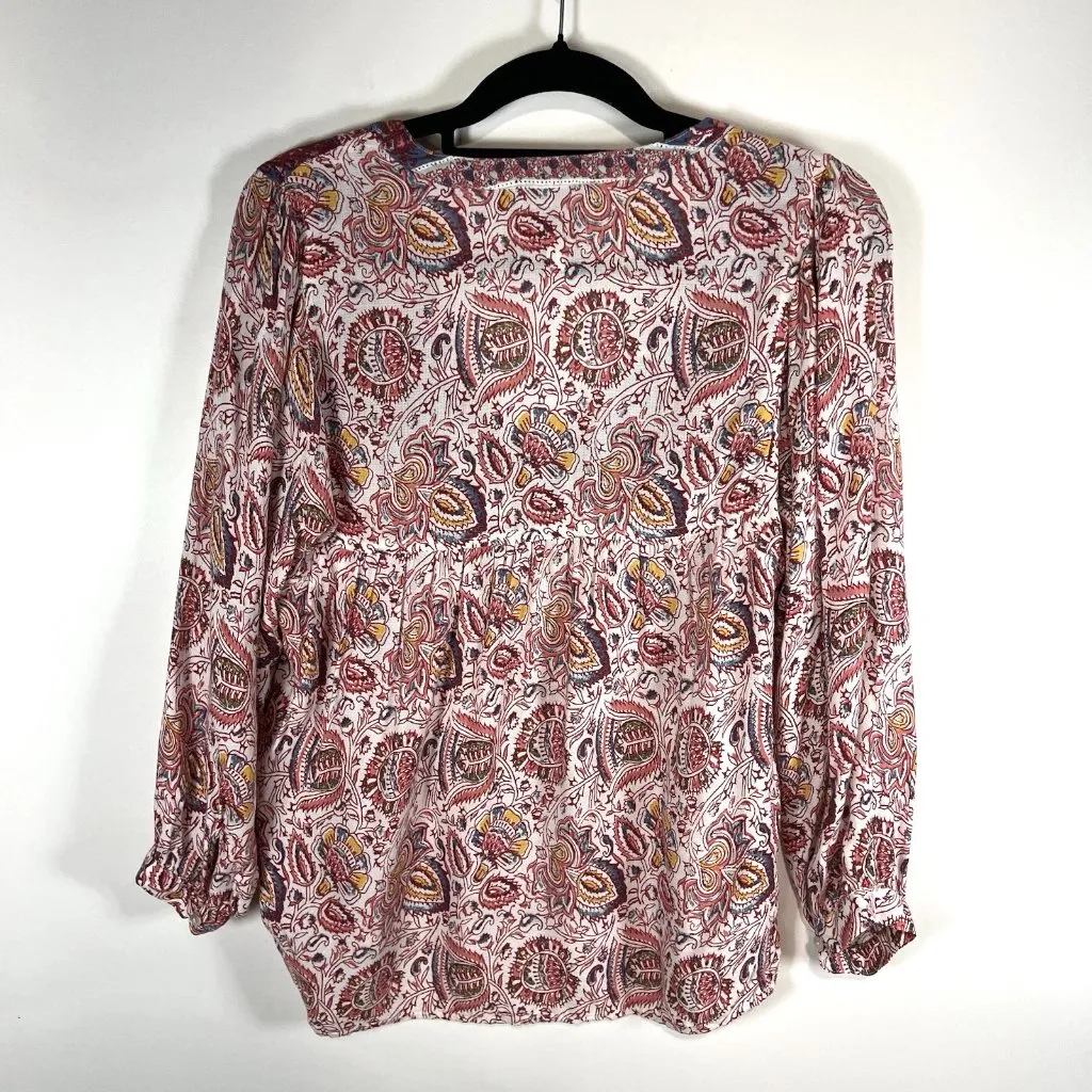Lucky Brand Boho‎ Peasant Top Size S Paisley Tassel Hippie Beach Vacation Boho - Image 8