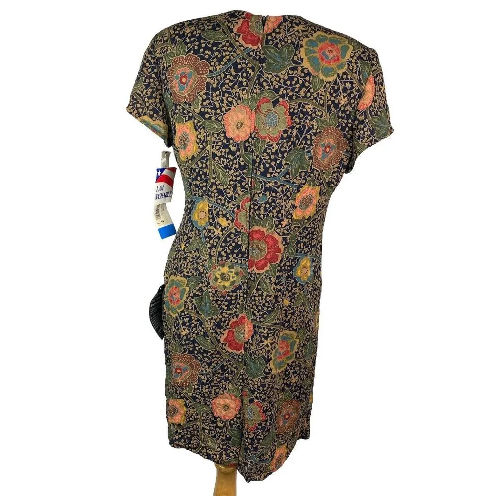 Vtg 90s Kristy Michaels 14 Petite Floral Midi Dress NWT Made in the USA Brown - Image 7