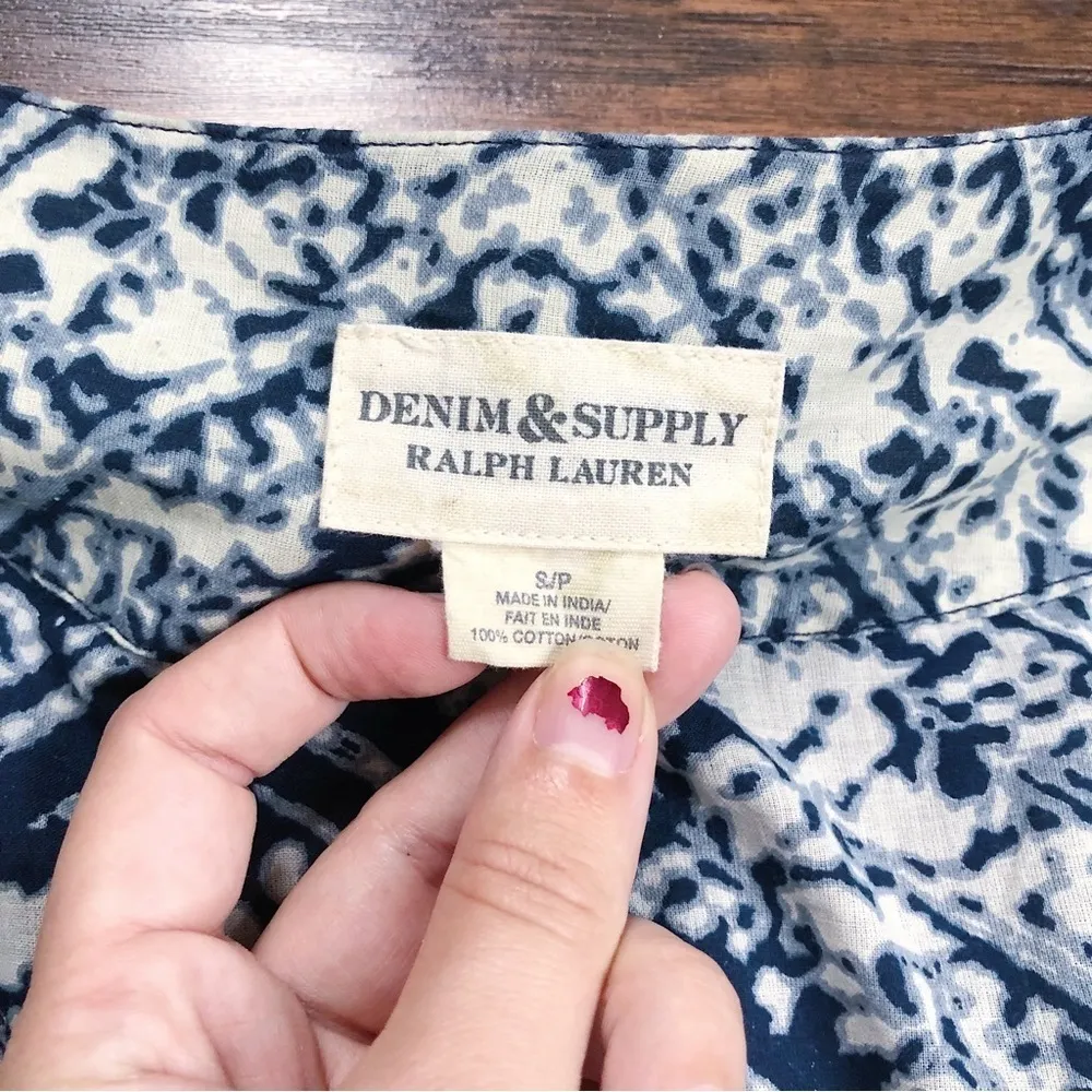 Denim & Supply • Ralph Lauren dress blue pattern cotton voile boho mini coastal - Image 3