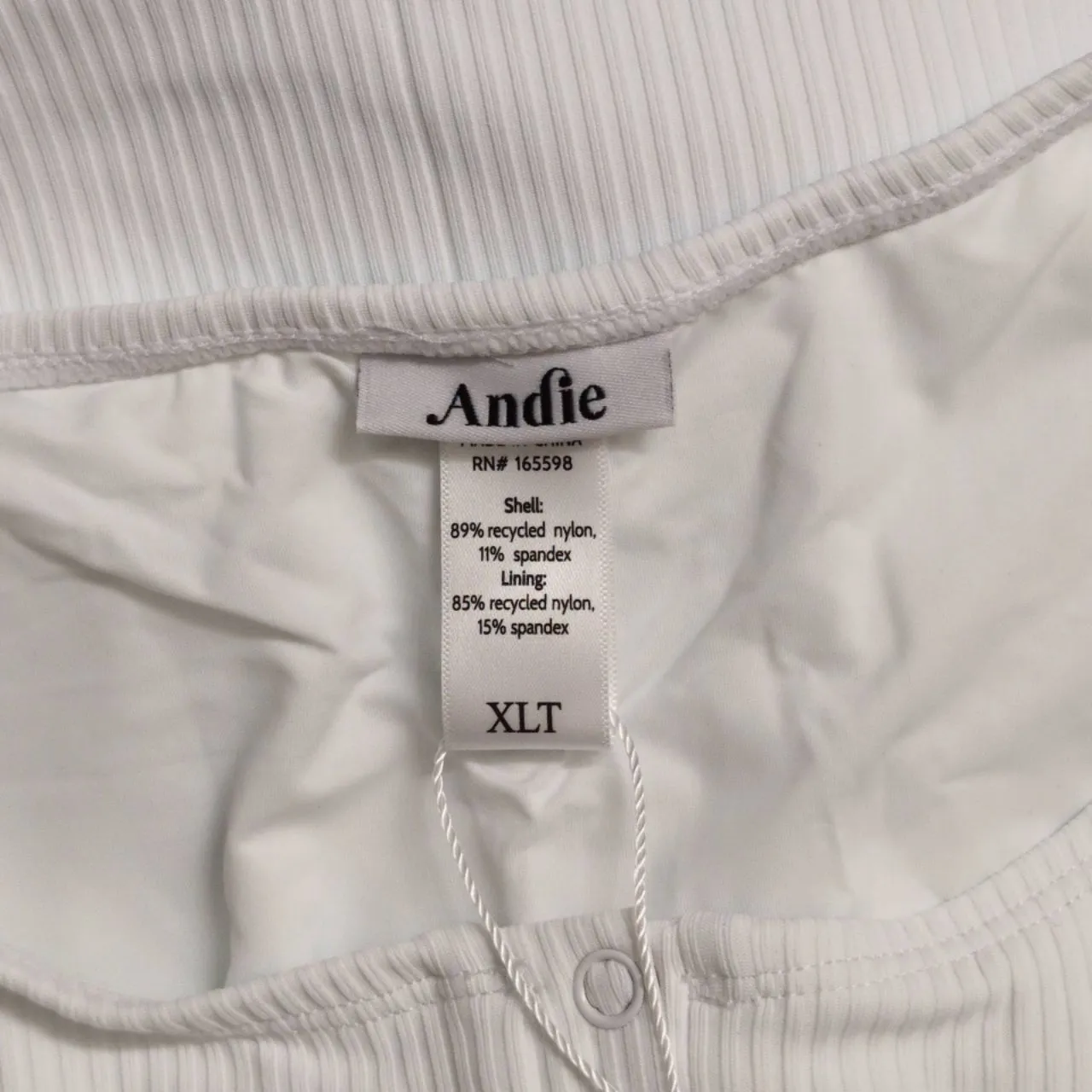 NWT Andie White Ribbed Knit Sleeveless Scoop Back Malibu One Piece Swimsuit XLT - Image 6