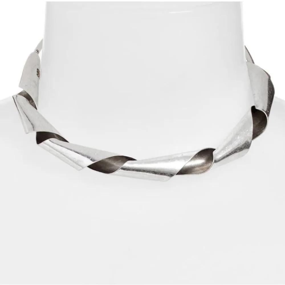 8 OTHER REASONS Twisted Collar Necklace, Silver, Rustic Style, NWT - Image 4