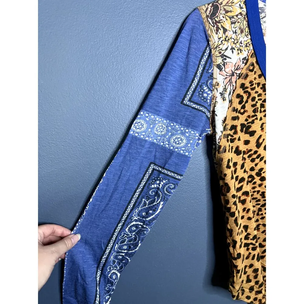 We the Free Patchwork Long Sleeve Top Bandana Pattern Animal Cluttercore Y2K - Image 4