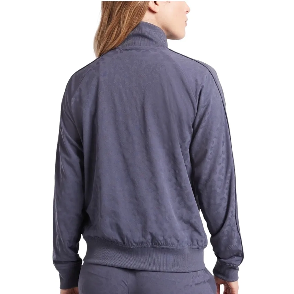 Athleta Brooklyn Bomber Jacket Size XL Blue Leopard Printed - Image 2