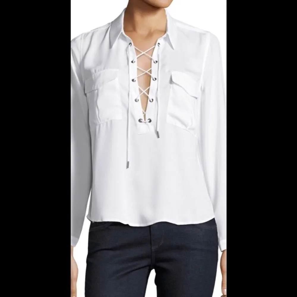 L’ Academie Safari lace up long sleeve top. NWT - Image 3