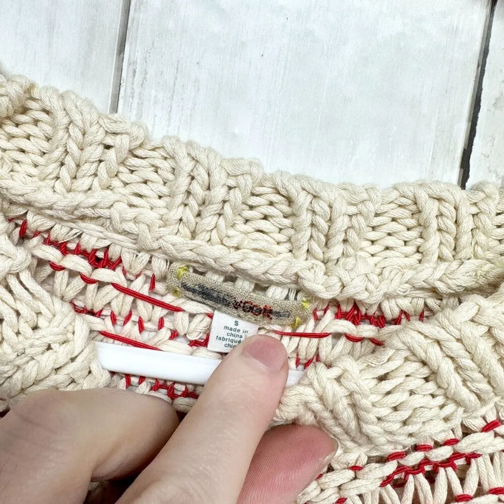 Anthropologie Sweater Women S Fiets Voor Knit Red Hidden Glow Knit 3/4 Sleeve - Image 2