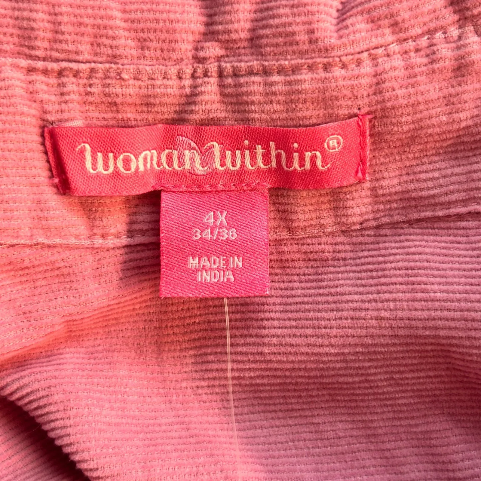 Woman Within Corduroy Button Up Blouse Pink 4X - Image 6