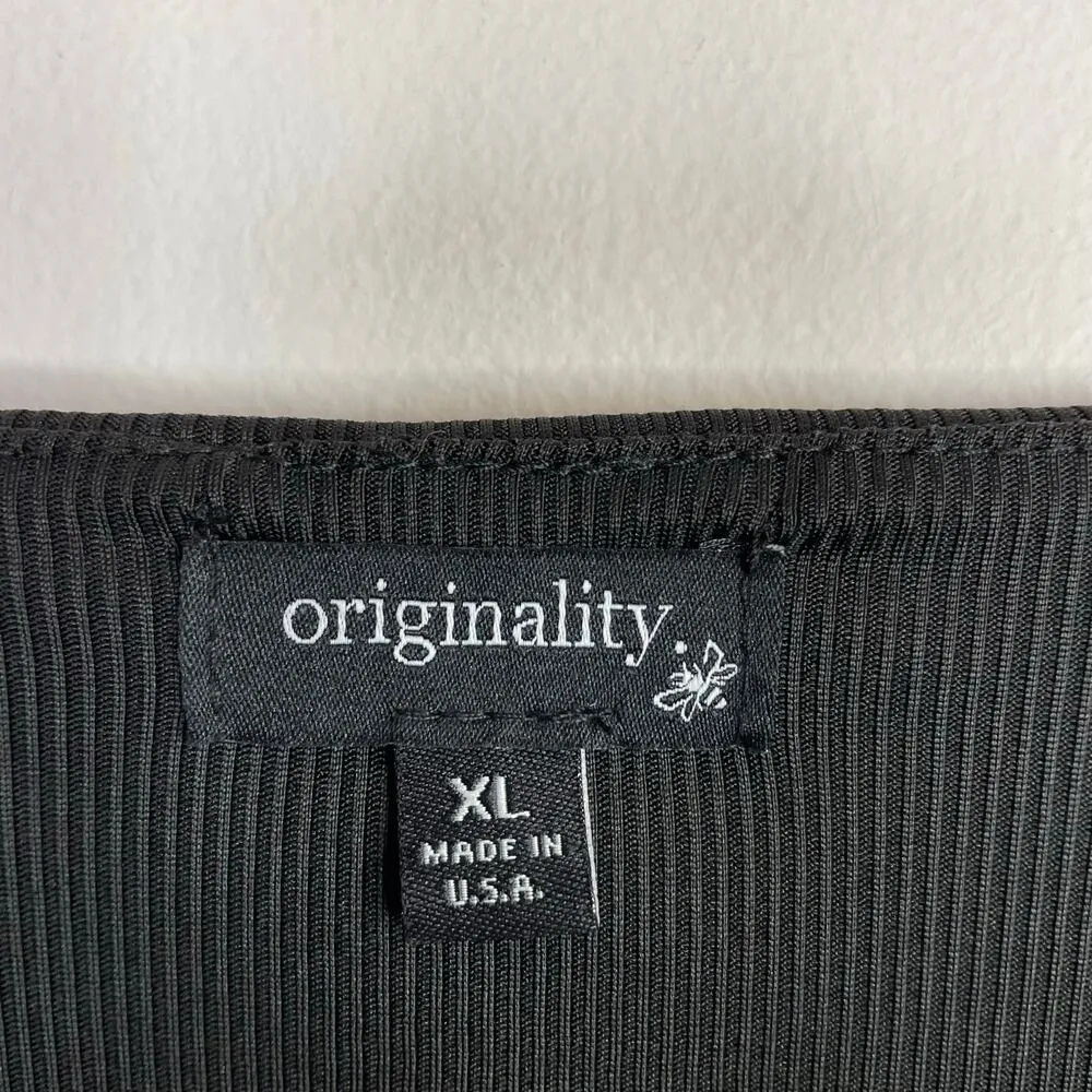 Originality High Neck Double Layer Rib Tank Ribbed Jersey Cropped Top XL New Black - Image 10