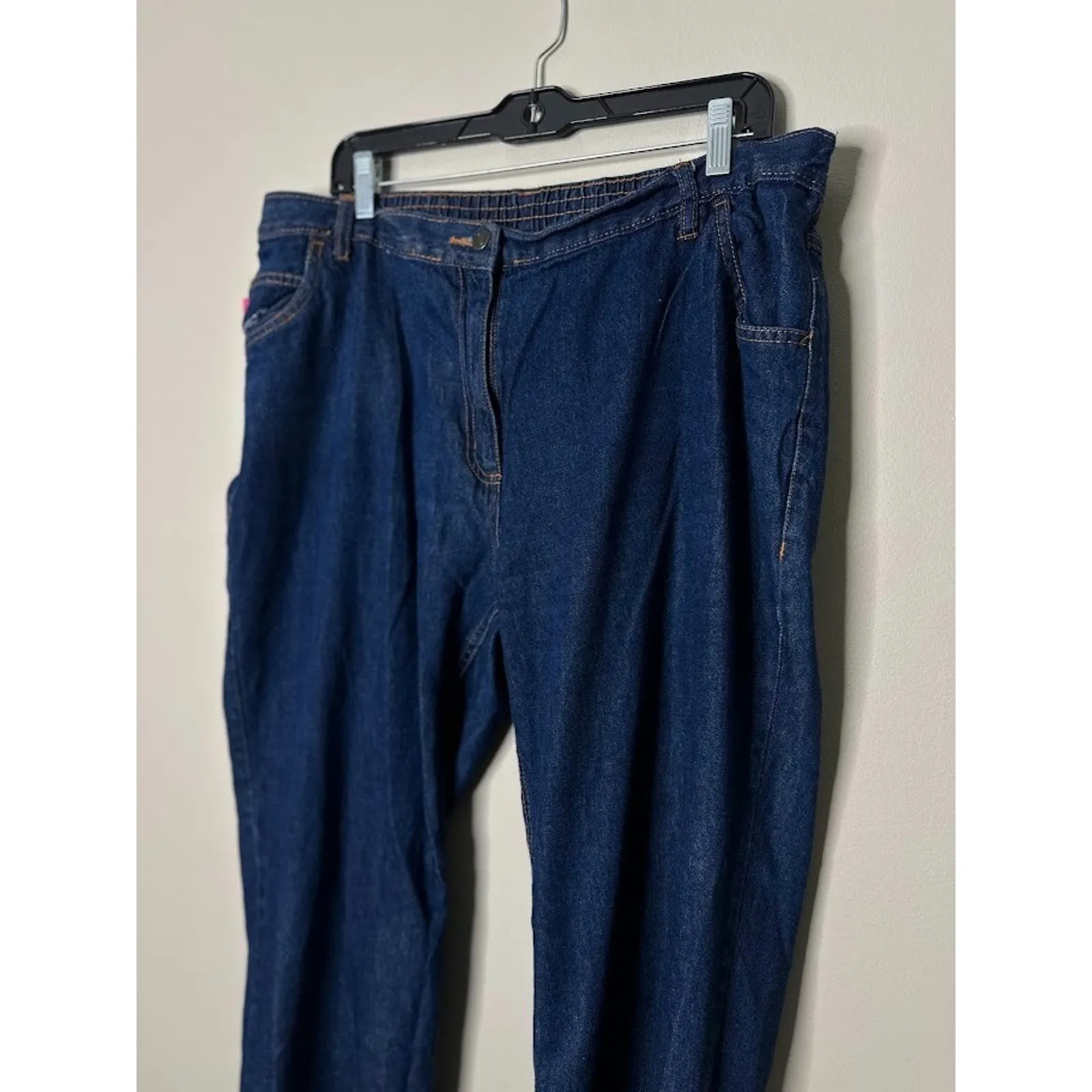 Woman Within Womens 18WP Jeans Dark Wash Straight Stretch Elastic Back Waist - Image 2