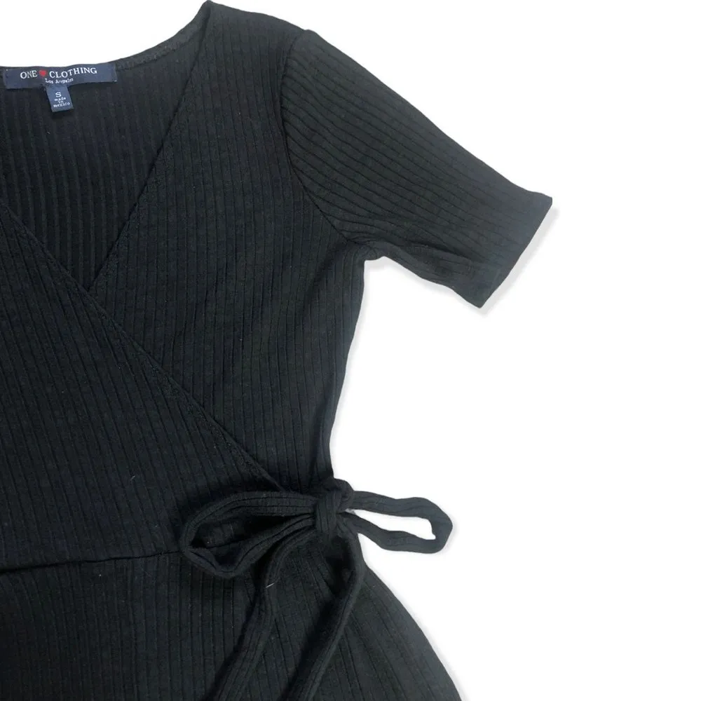 One Clothing Ribbed Black Side Tie Romper - Image 65