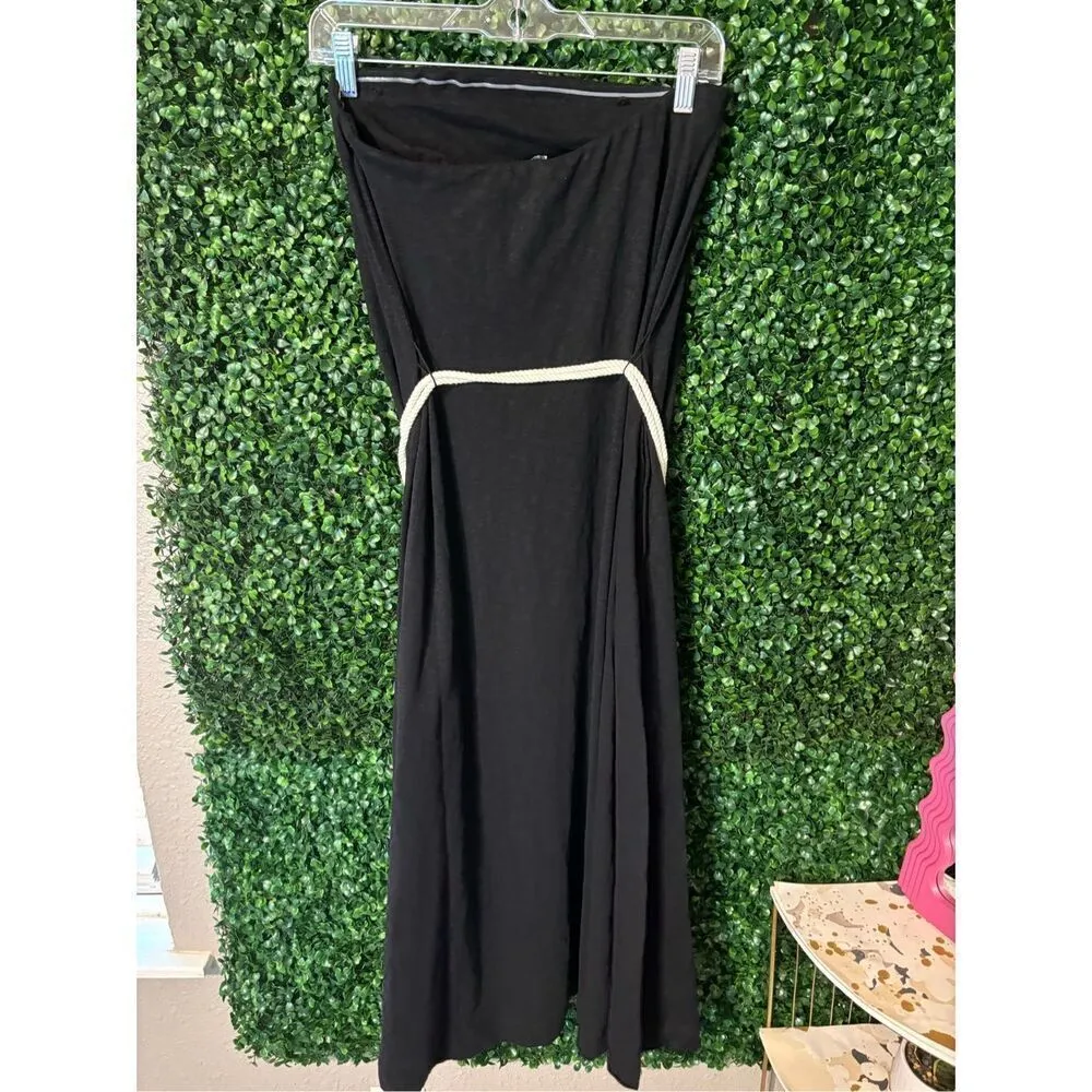 Free People Free-est Peyton Maxi Tube Dress Solid Cotton Black Beach XS New* - Image 8
