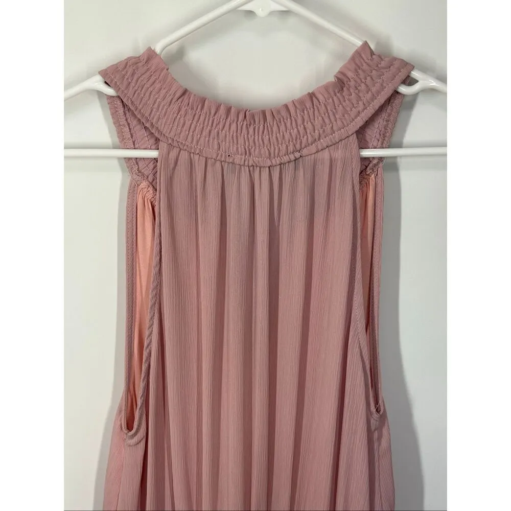 In the beginning Los Angeles pink chiffon tiered dress size Small - Image 7