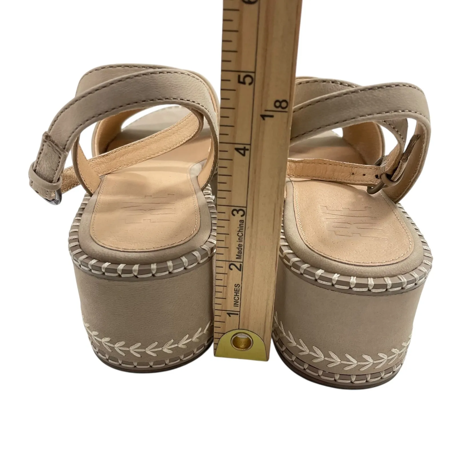 NEW FRYE Joy Ankle Strap Platform Sandal Clay Espadrille Wedge Shoes Size 9 - Image 5