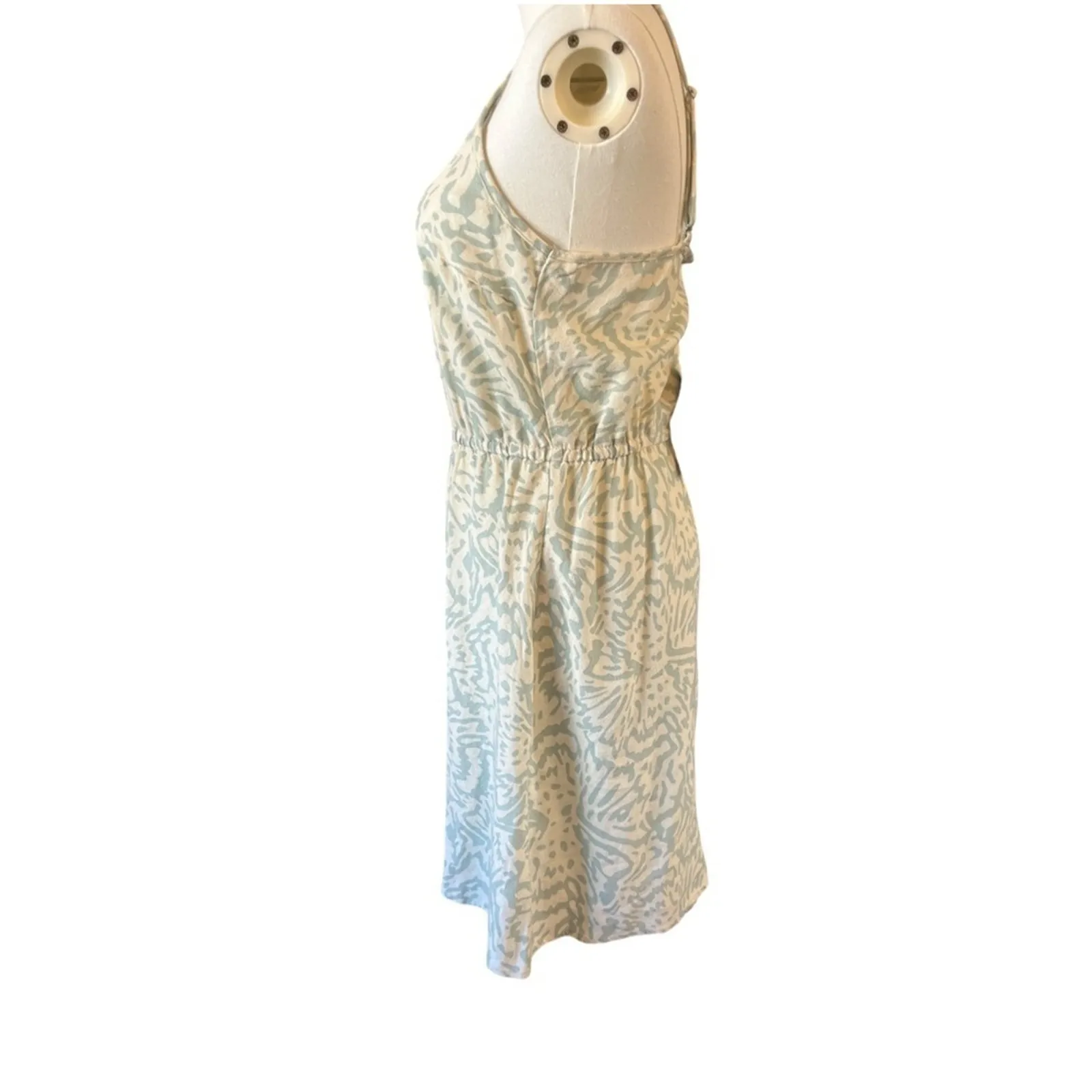 Vero Moda Milo Green Cream Mini Dress | XS Linen Blend Summer Sundress NWT - Image 4