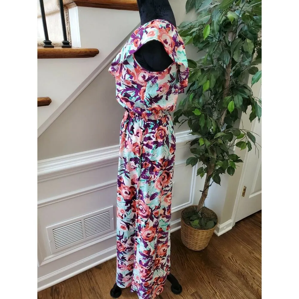 Gianni Bini Women's Floral Polyester Off One Shoulder Long Maxi Dress Size XS - Image 6