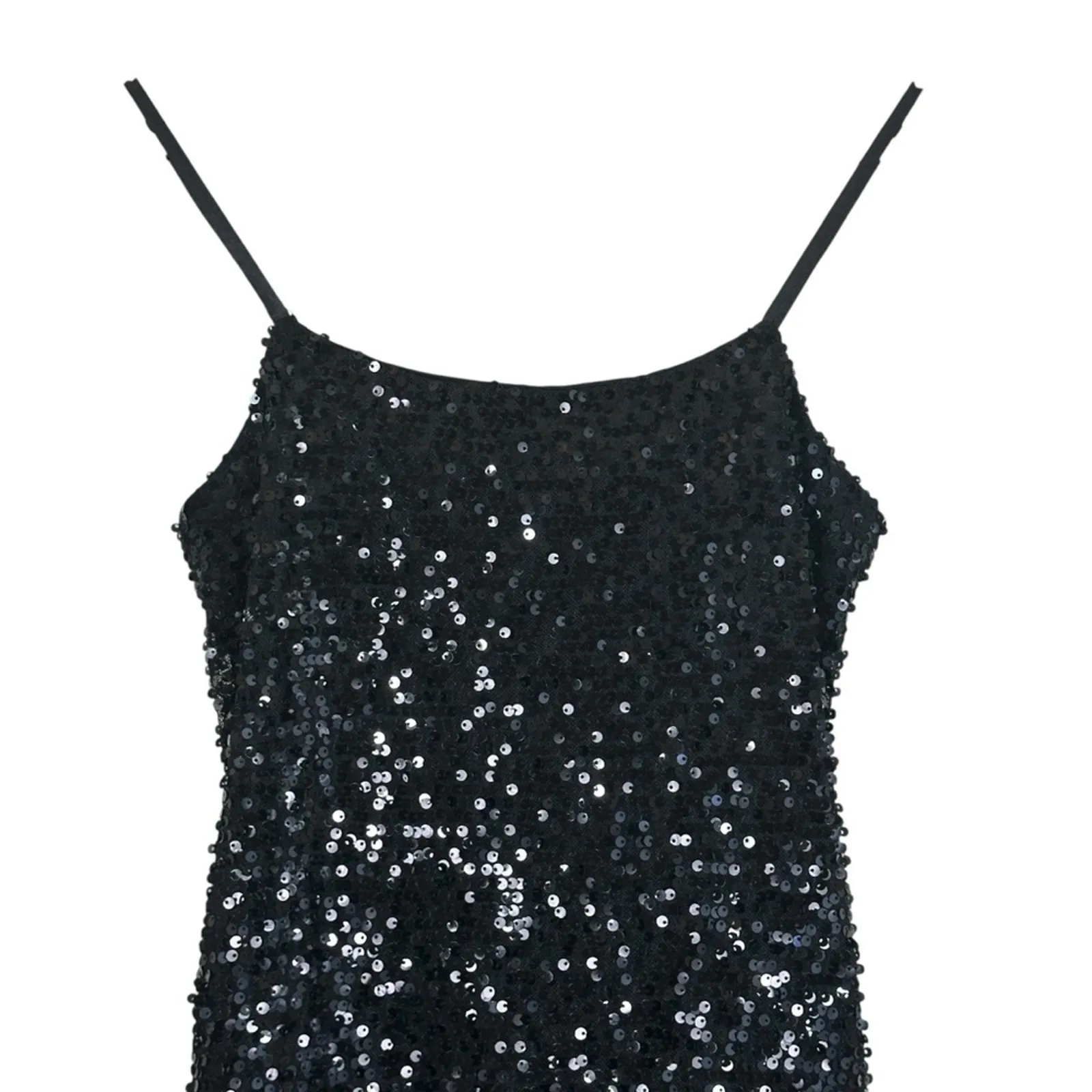 Forever 21 Mini Dress Womens S Black Sequin Satin Ruffle Hem Cocktail Birthday - Image 3