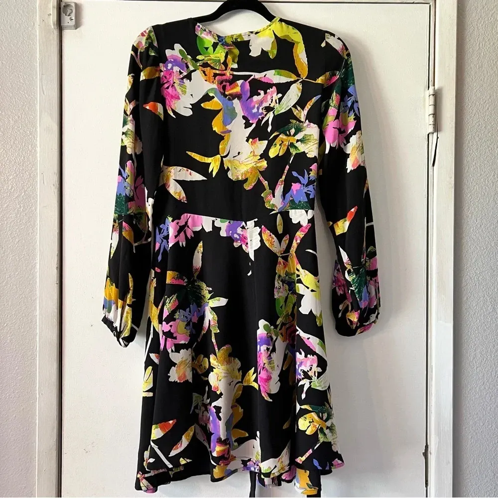 Yumi Kim Tropical Carla Wrap Dress Wooster S Long Sleeve Silk Floral Bright - Image 4