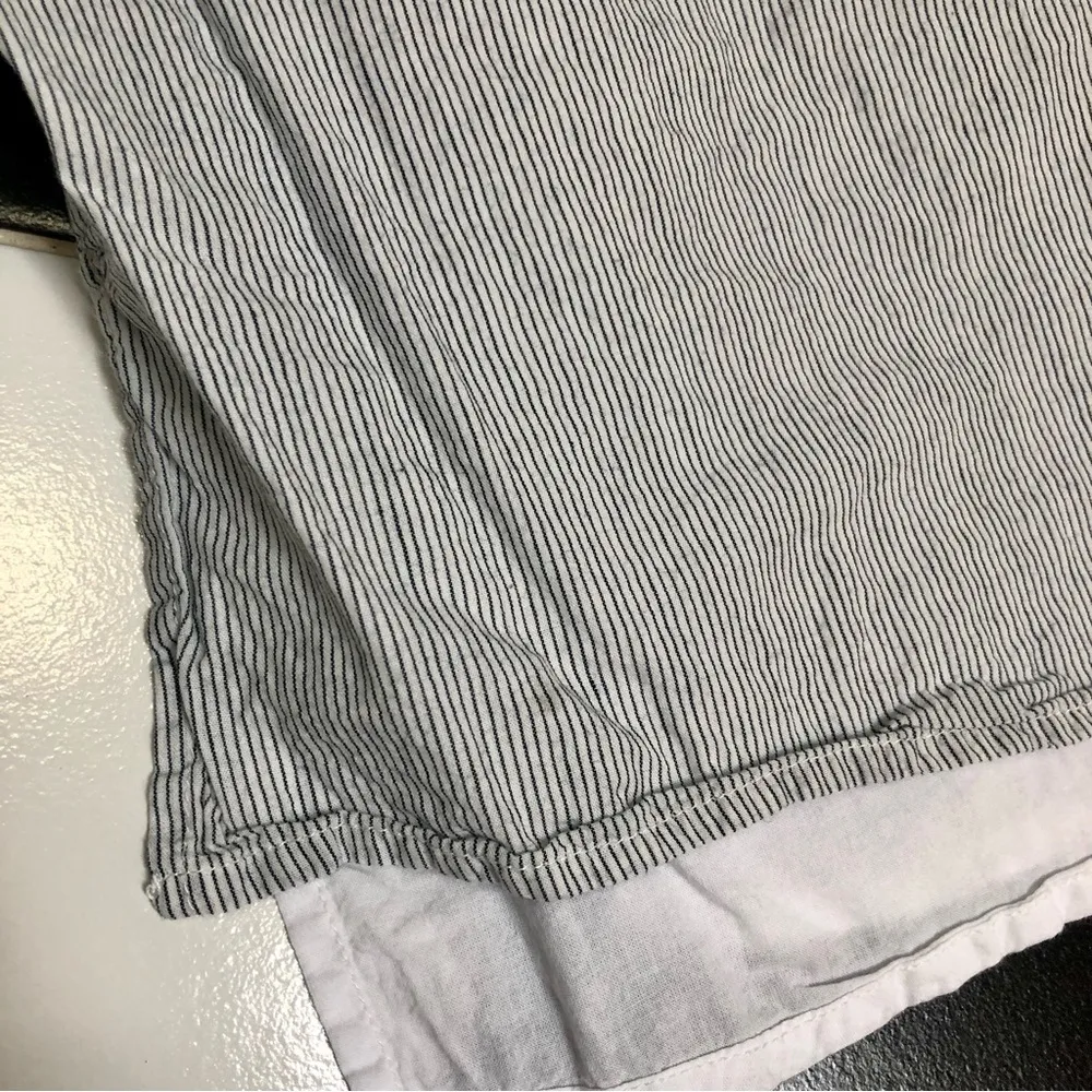 Sita Murt Blue Camp Top Tie Collar Top Soft Cotton Short Sleeve Retro Striped M - Image 12