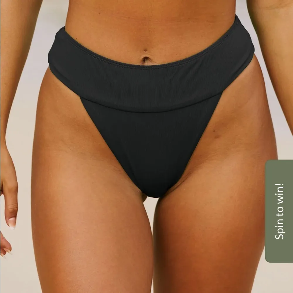 Berlook Black Back Tie Top and Black Ribbed High Cut Wide Waistband Bottom 46 - Image 3