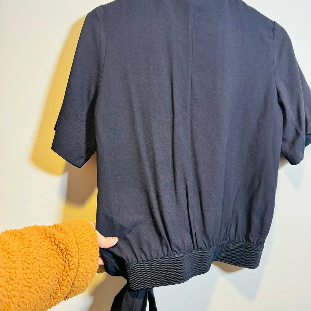 NWT Zara Basic Navy Wrap Short Sleeve Faux Wrap Blouse - Image 7