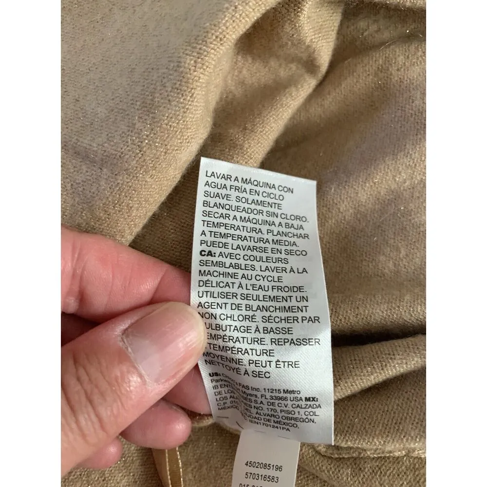 Chicos Sweater Women 0 US S Bateau Sparkle Beige Shirttail Boatneck Lightweight - Image 7